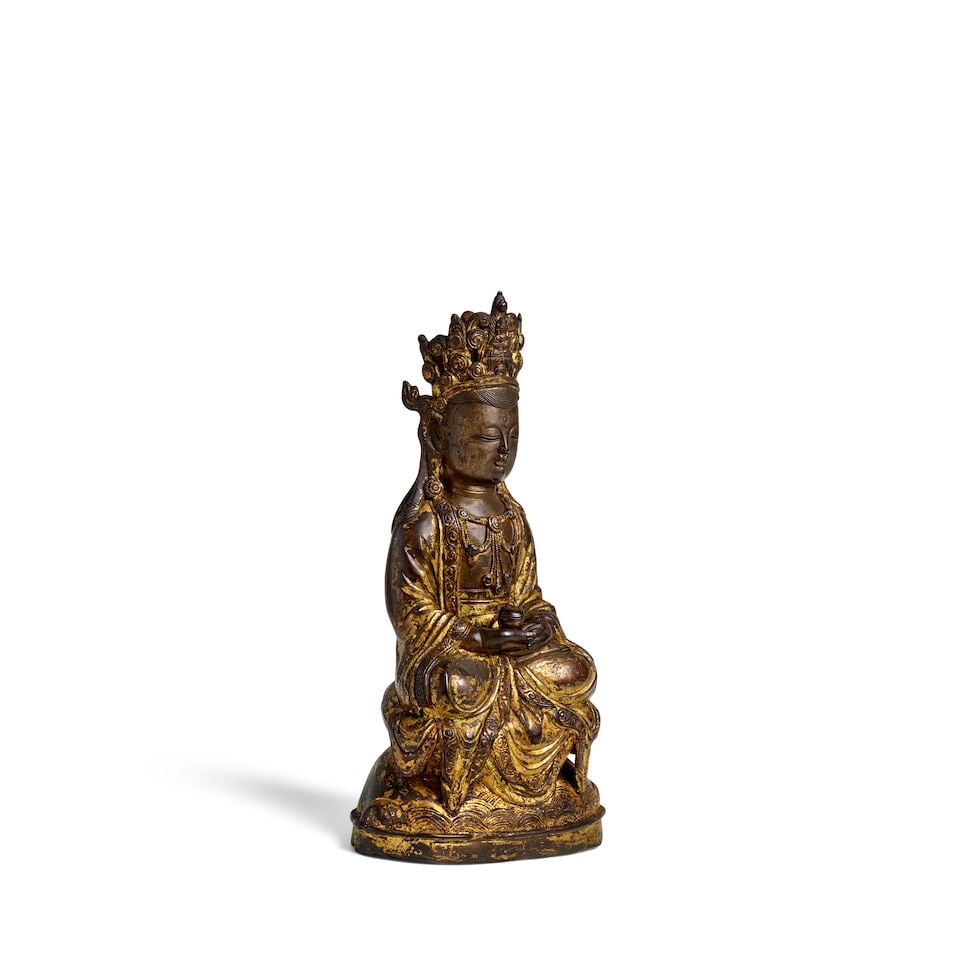 A GILT-BRONZE FIGURE OF SEATED BODHISATTVA Ming dynasty - 4