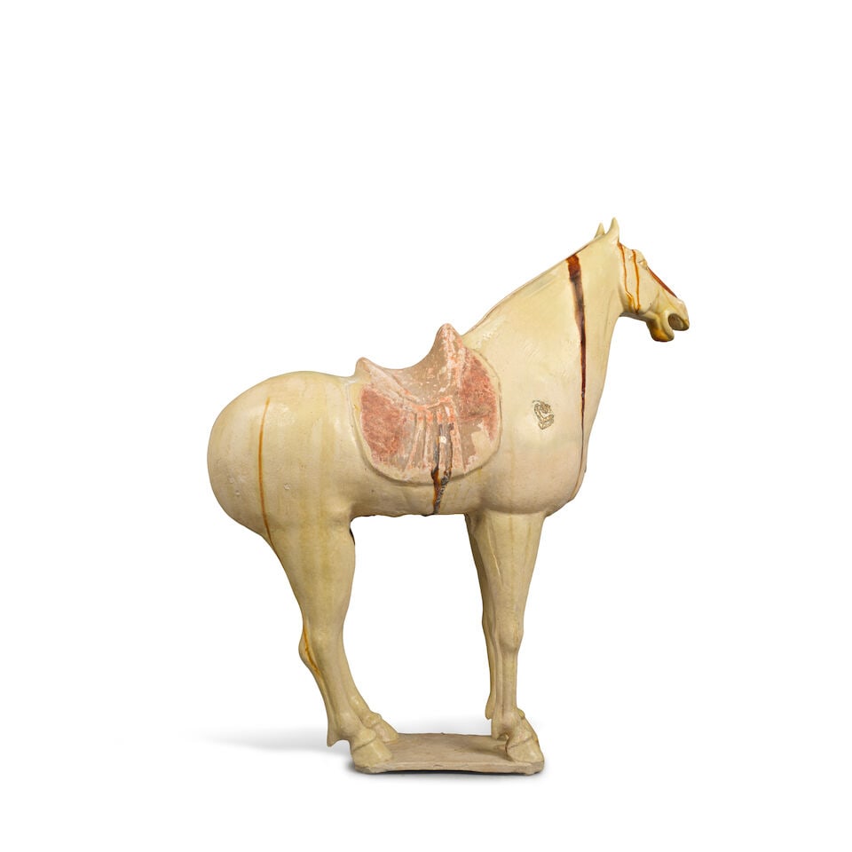 A STRAW AND CHESTNUT-GLAZED POTTERY HORSE Tang dynasty - 2