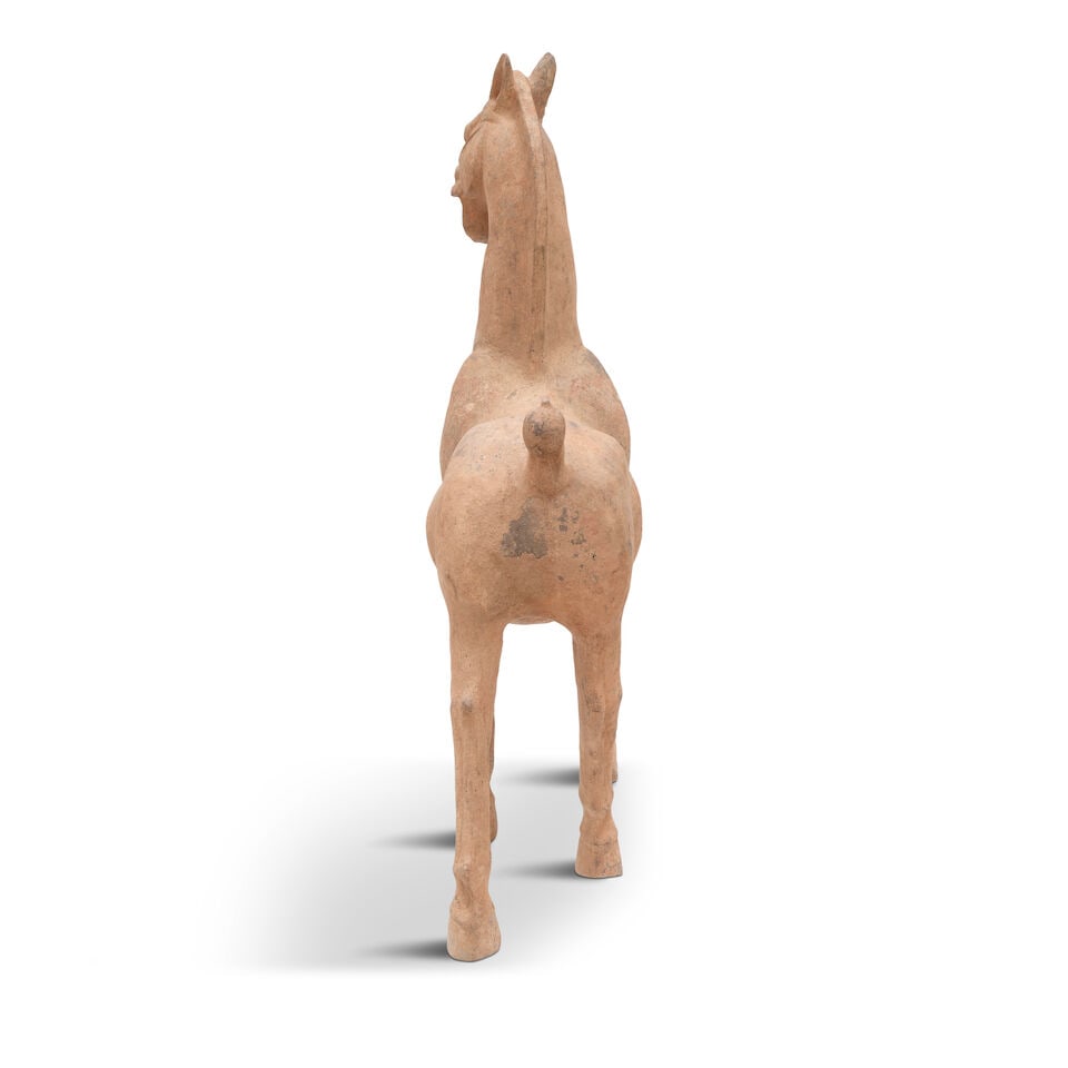 A LARGE POTTERY FIGURE OF A PRANCING HORSE Han-style - 2