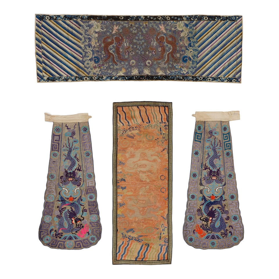 A GROUP OF EIGHT MISCELLANEOUS TEXTILES Qing dynasty-Republic period (8) (1 of 2)