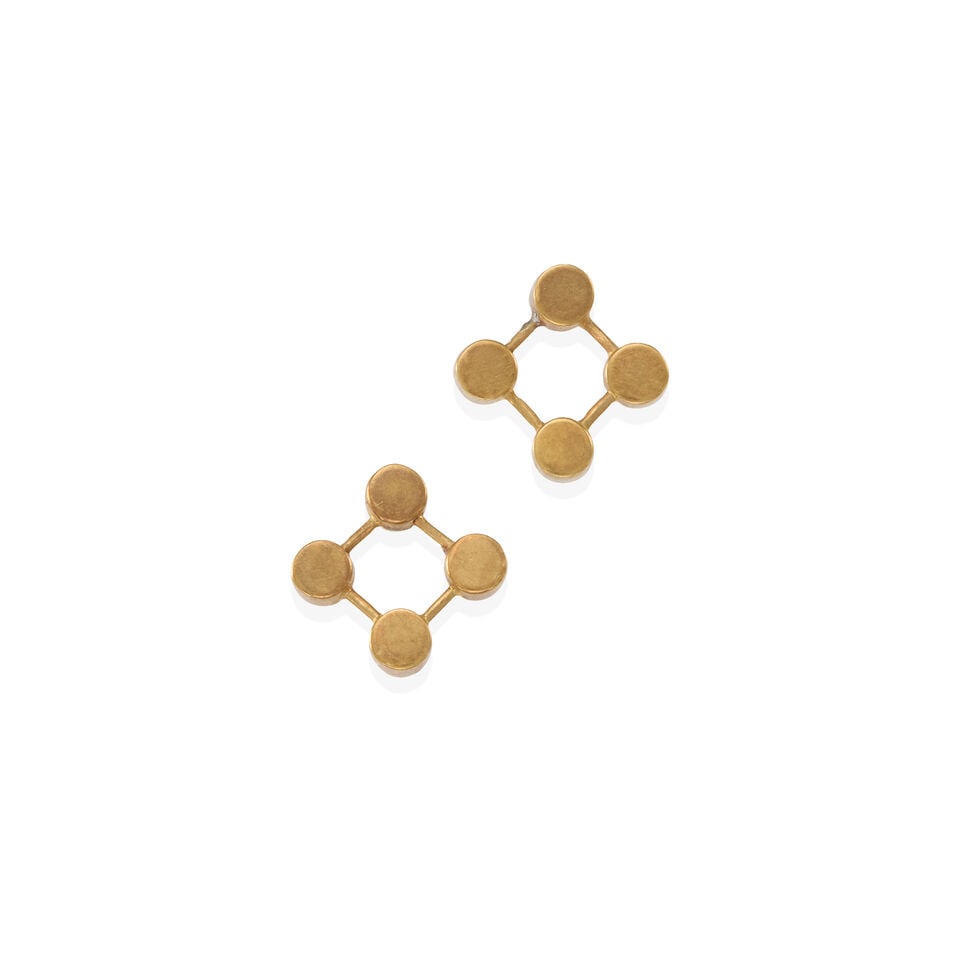 TIFFANY & CO: 18K GOLD EARRINGS: TIFFANY & CO: 18K GOLD EARRINGS • 18K yellow gold • Measures approximately 5/16in • Estimated gross weight: 3.3 grams Footnotes: Overall condition, good Partial French marks on