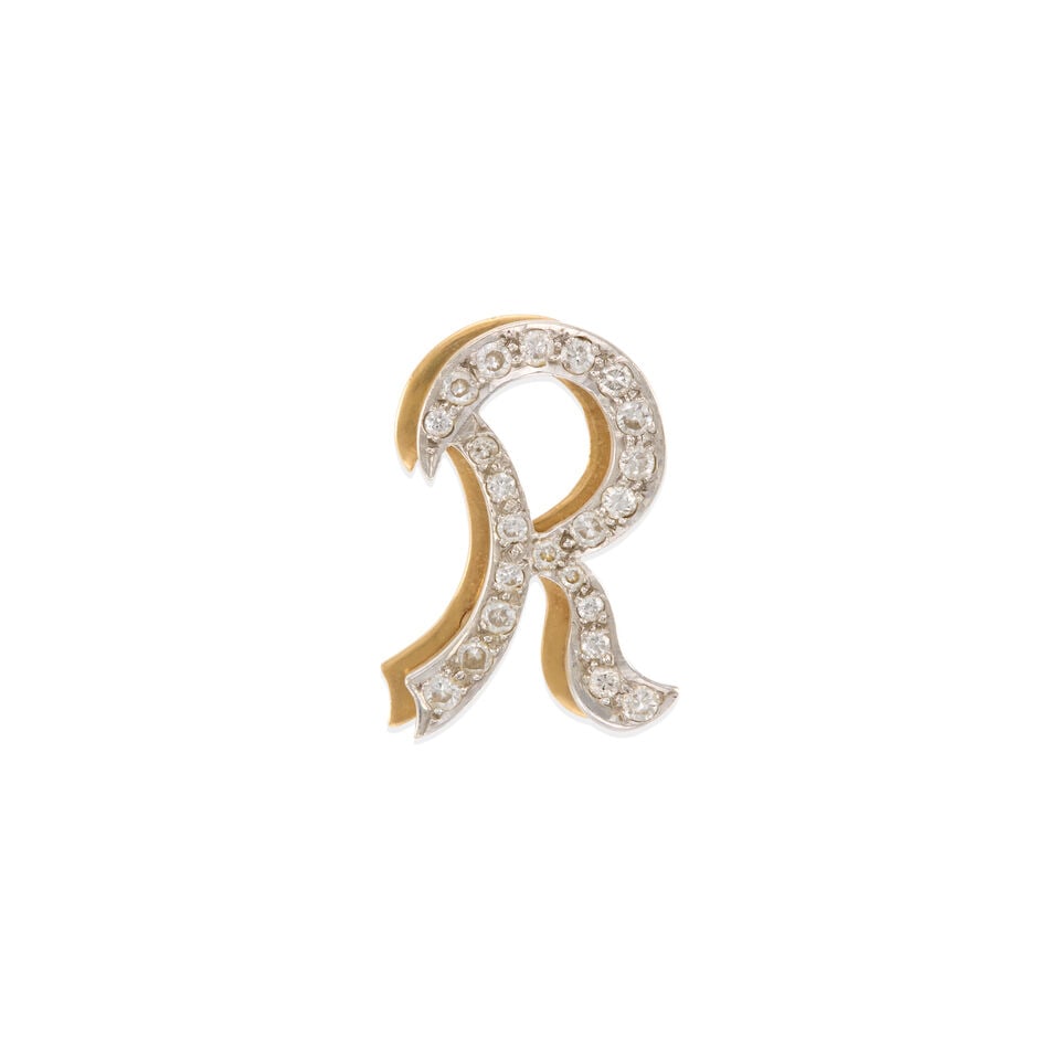14K BICOLOR GOLD AND DIAMOND PENDANT: 14K BICOLOR GOLD AND DIAMOND PENDANT • 14k white and yellow gold • Numerous round diamonds weighing approximately 0.40 - 0.50 carat total • Measures 1 x 3/4 in. • Estimated