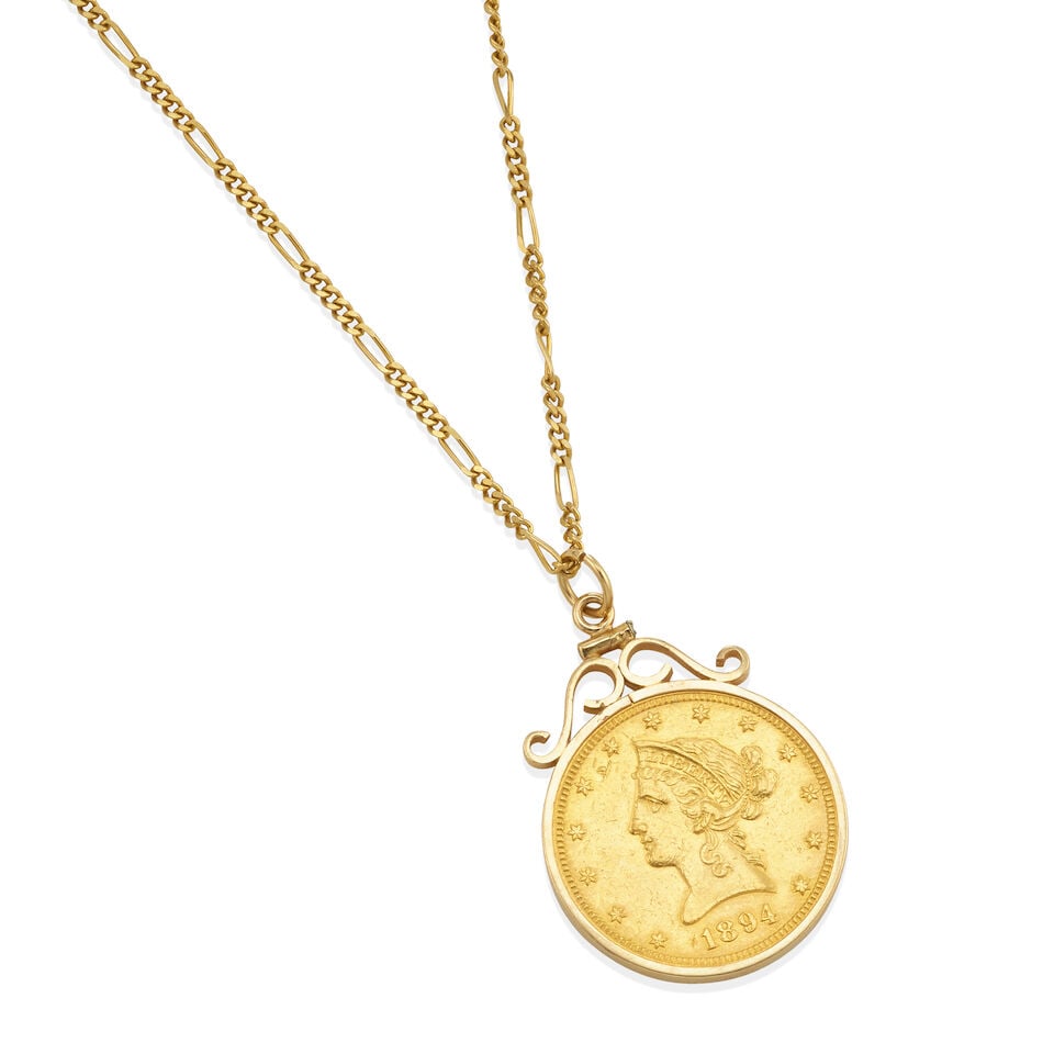 GOLD AND COIN PENDANT NECKLACE (1 of 2)