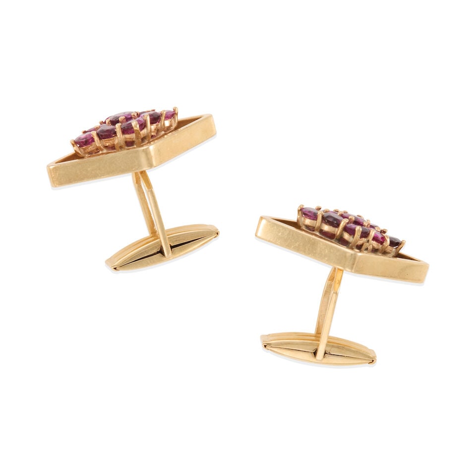 14K GOLD AND RUBY CUFFLINKS - 2