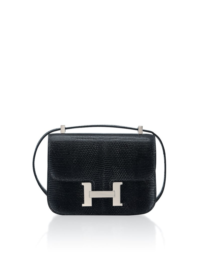 HERMÈS: LIMITED EDITION BLACK NILOTICUS LIZARD MICRO CONSTANCE 14 WITH PALLADIUM HARDWARE 2...: HERMÈS: LIMITED EDITION BLACK NILOTICUS LIZARD MICRO CONSTANCE 14 WITH PALLADIUM HARDWARE 2025 愛馬仕：限量版黑色尼羅蜥"