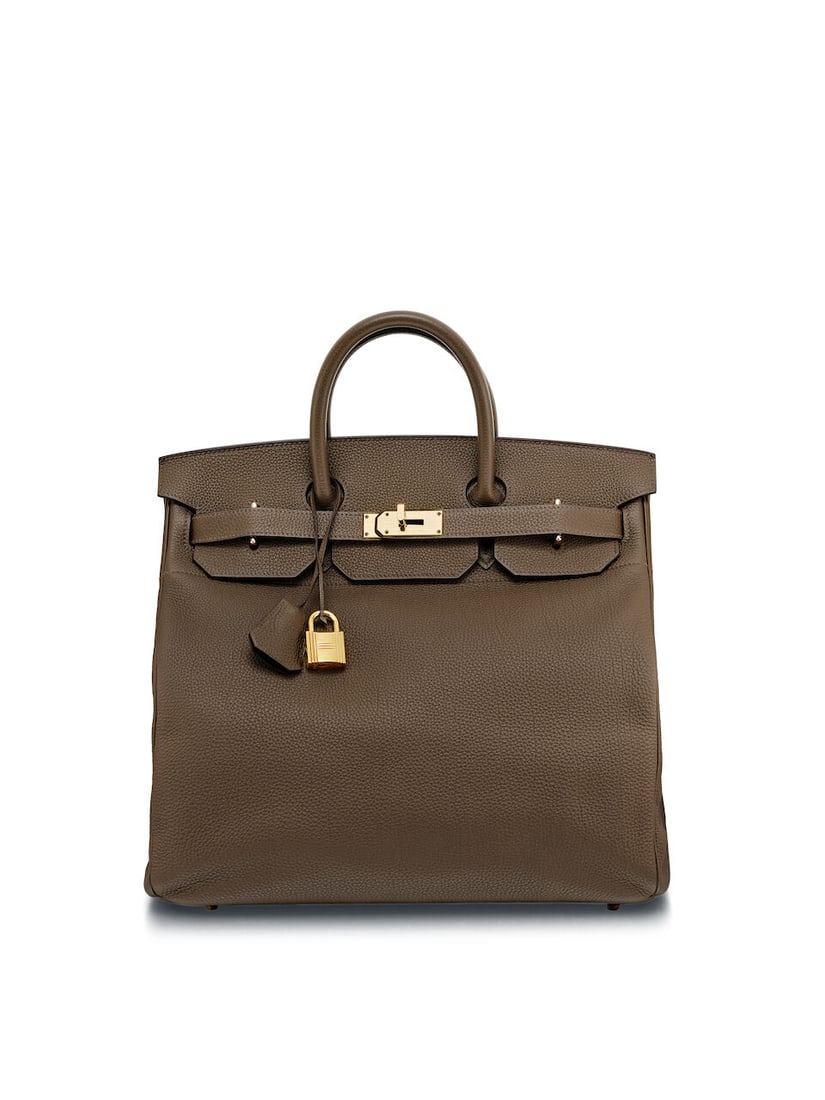 HERMÈS: TAUPE TOGO HAC BIRKIN 40 WITH PERMABRASS HARDWARE 2015 (Includes keys, padlock, clo...: HERMÈS: TAUPE TOGO HAC BIRKIN 40 WITH PERMABRASS HARDWARE 2015 愛馬仕：鼴鼠灰TOGO牛皮HAC柏金包40厘米配
