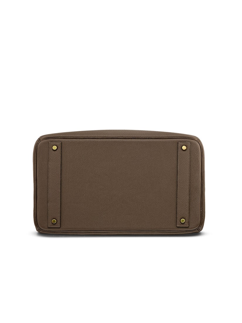 HERMÈS: TAUPE TOGO HAC BIRKIN 40 WITH PERMABRASS HARDWARE 2015 (Includes keys, padlock, clo... - 4