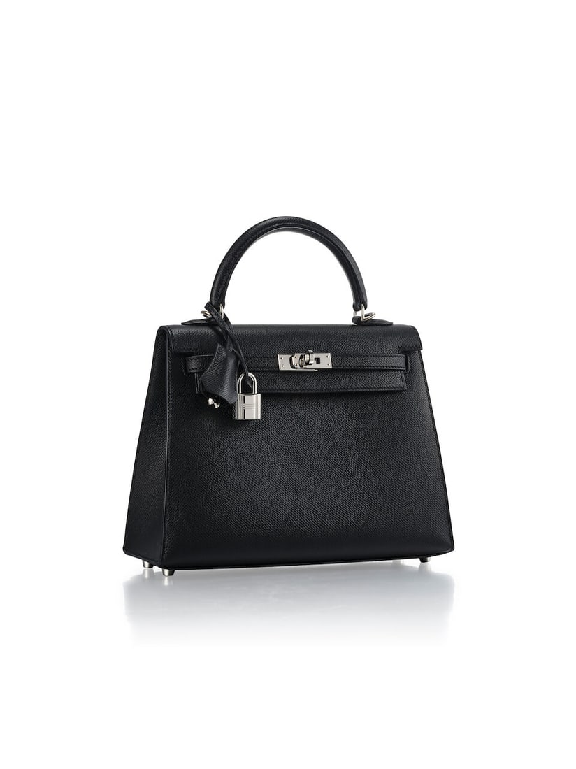 HERMÈS: BLACK EPSOM SELLIER KELLY 25 WITH PALLADIUM HARDWARE 2010 (Includes strap, keys, pa... - 2