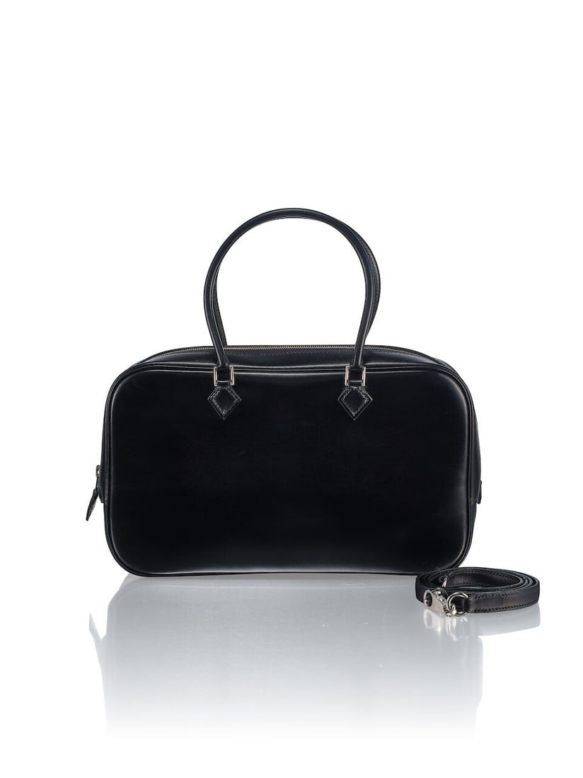 (NO RESERVE) HERMÈS: BLACK BOX CALF PLUME ELAN 28 WITH PALLADIUM HARDWARE 2008 (Includes du...: (NO RESERVE) HERMÈS: BLACK BOX CALF PLUME ELAN 28 WITH PALLADIUM HARDWARE 2008 愛馬仕：黑色BOX小牛皮PLUME ELAN 28配鈀金%