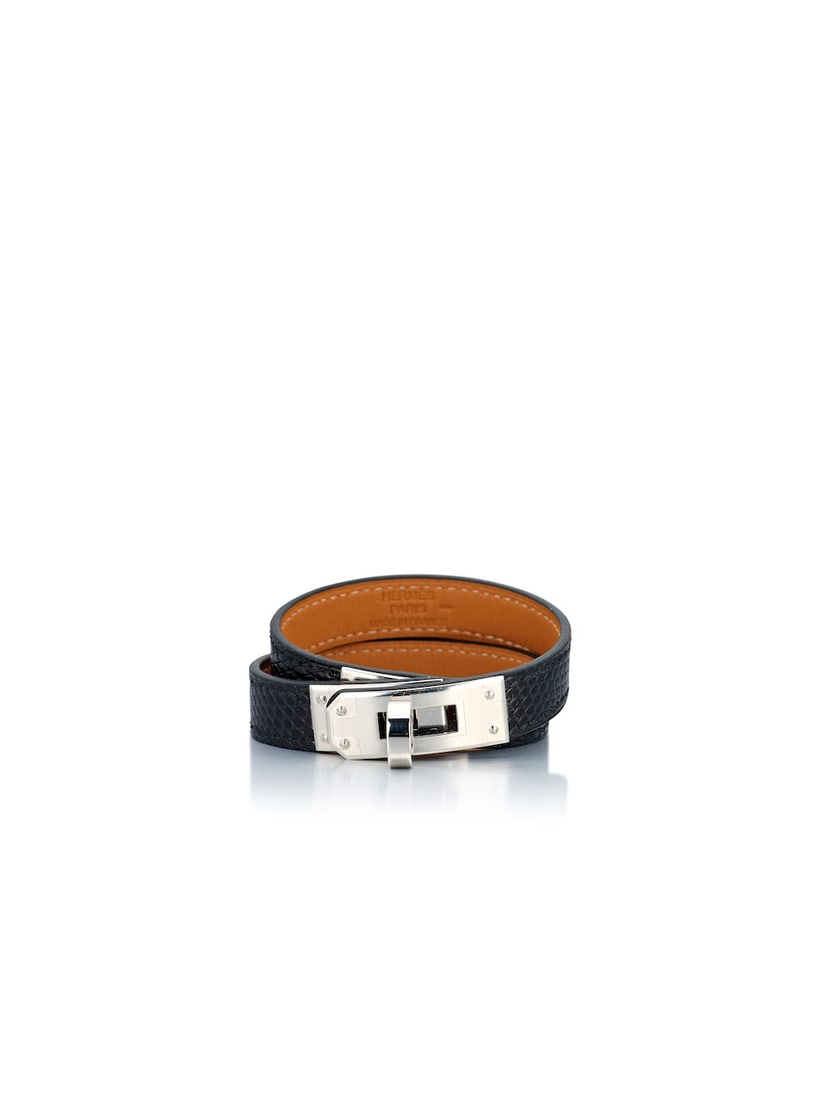 (NO RESERVE) HERMÈS: A SET OF 4 BLACK NILOTICUS LIZARD BRACELETS - 2
