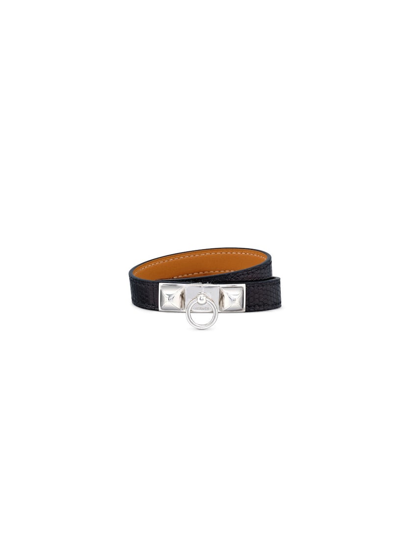 (NO RESERVE) HERMÈS: A SET OF 4 BLACK NILOTICUS LIZARD BRACELETS - 6