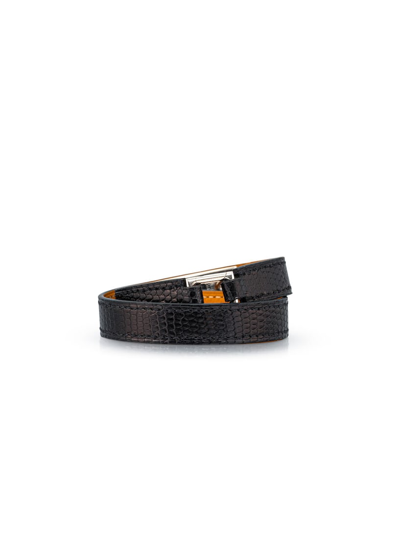 (NO RESERVE) HERMÈS: A SET OF 4 BLACK NILOTICUS LIZARD BRACELETS - 7