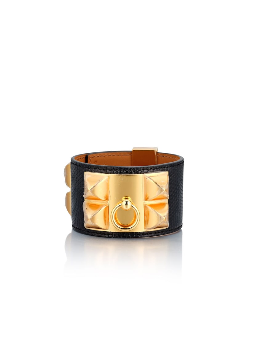(NO RESERVE) HERMÈS: A SET OF 4 BLACK NILOTICUS LIZARD BRACELETS - 8