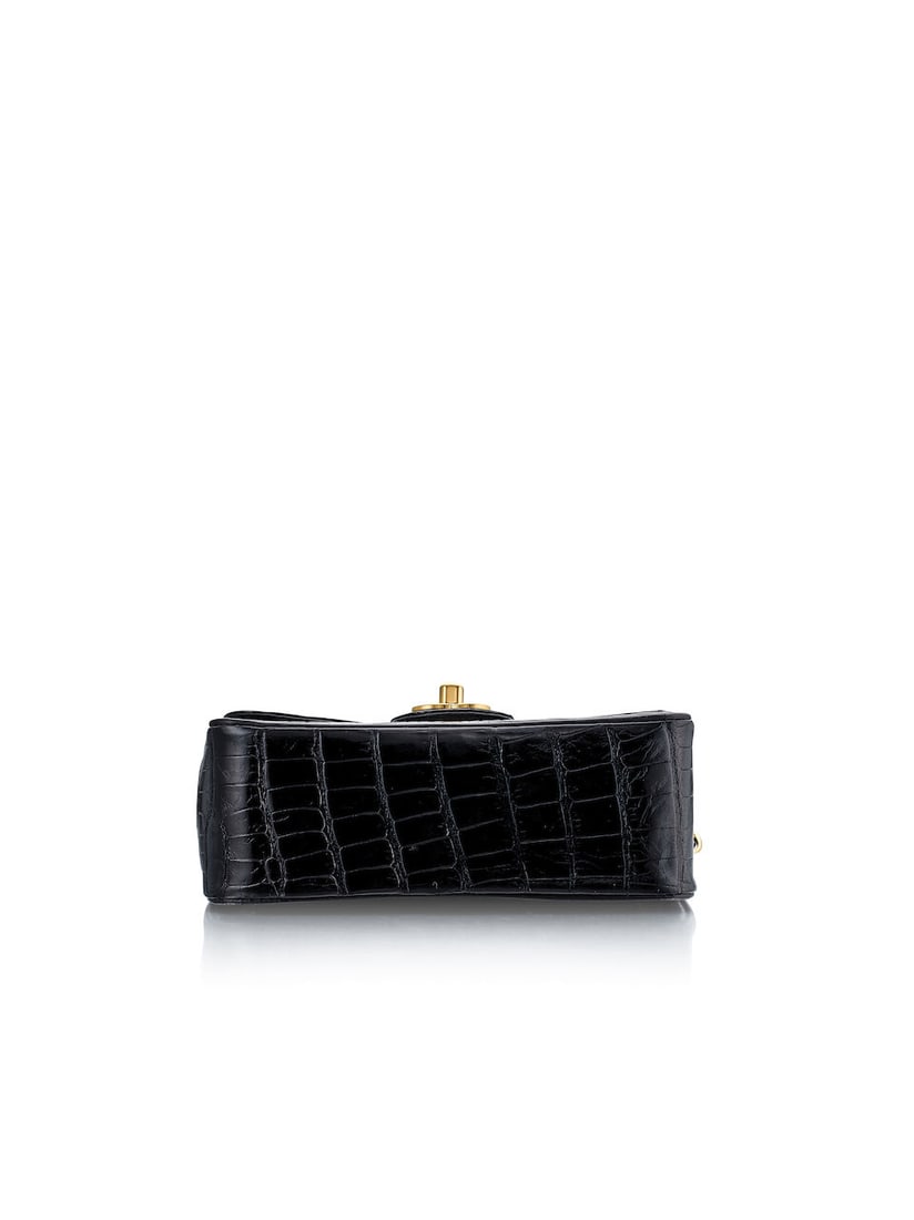CHANEL: VINTAGE BLACK CROCODILE MINI FLAP WITH GOLD TONED HARDWARE (Includes authenticity card a... - 4