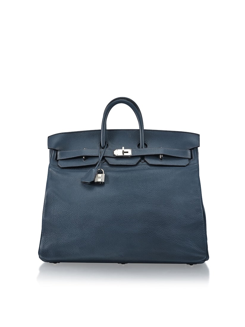 HERMÈS: BLEU DE PRUSSE CLEMENCE HAC BIRKIN 50 WITH PALLADIUM HARDWARE 2008 (Includes keys, ...: HERMÈS: BLEU DE PRUSSE CLEMENCE HAC BIRKIN 50 WITH PALLADIUM HARDWARE 2008 愛馬仕：普魯士藍CLEMENCE牛皮HAC BIRKIN