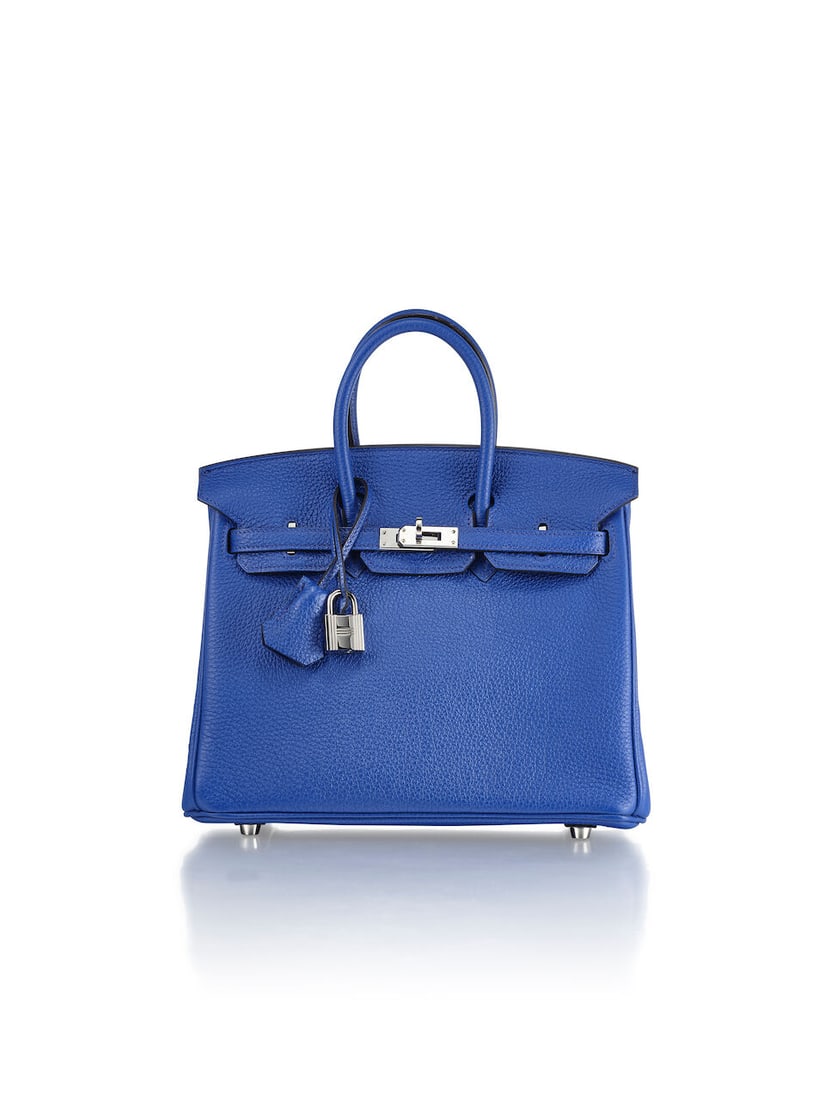 HERMÈS: BLEU ELECTRIQUE TOGO BIRKIN 25 WITH PALLADIUM HARDWARE 2011 (Includes keys, padlock...: HERMÈS: BLEU ELECTRIQUE TOGO BIRKIN 25 WITH PALLADIUM HARDWARE