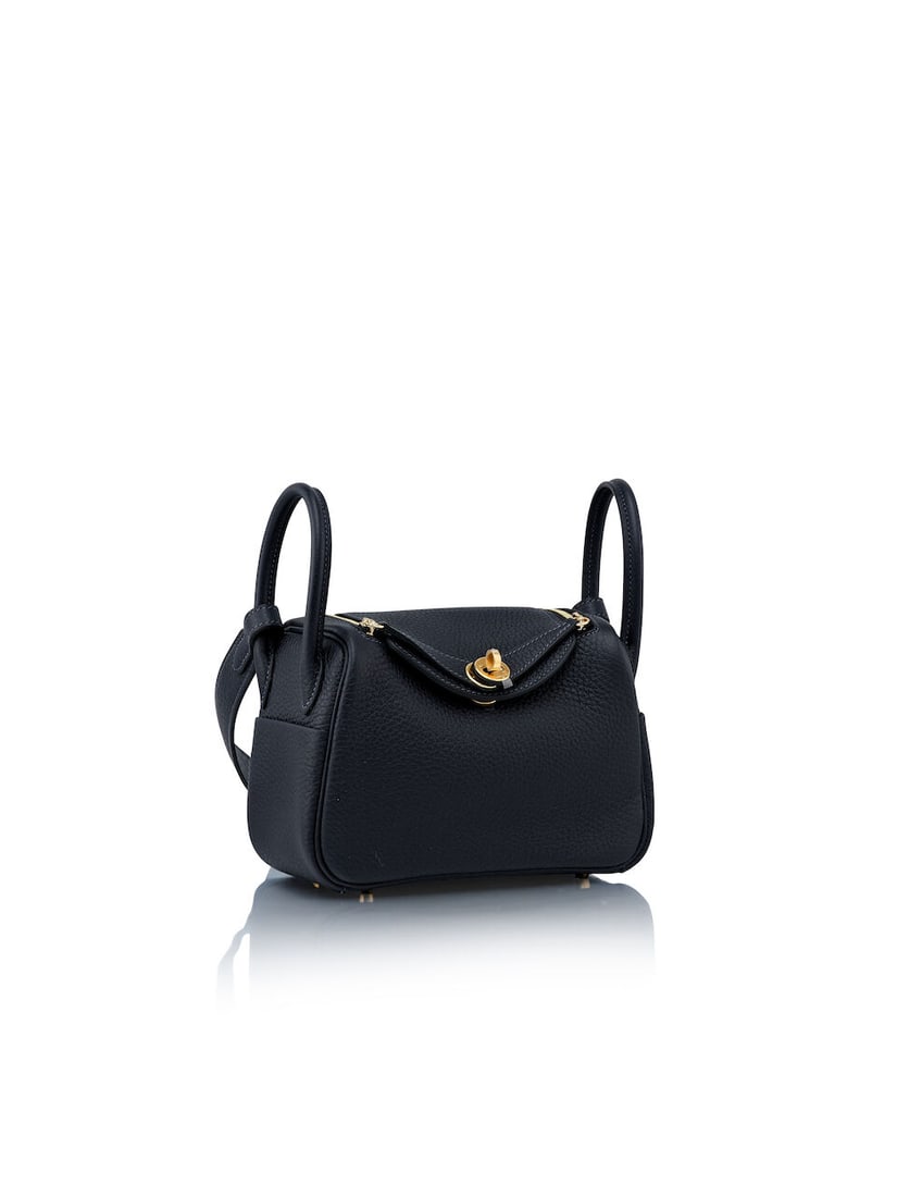 HERMÈS: BLEU NUIT CLEMENCE MINI LINDY 20 WITH GOLD HARDWARE 2025 (Includes dust bag and box) - 2