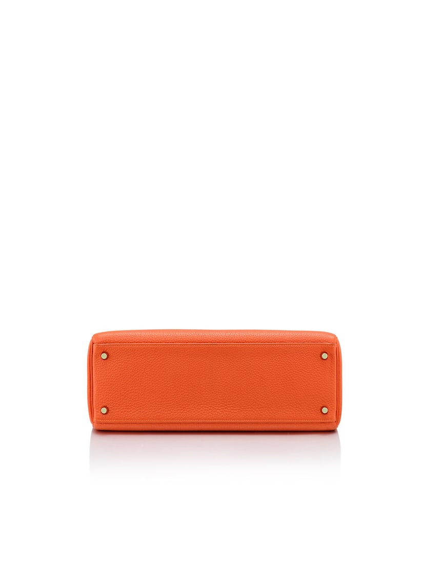 HERMÈS: ORANGE CLEMENCE RETOURNE KELLY 35 WITH GOLD HARDWARE 2010 (Includes strap, keys, pa... - 4