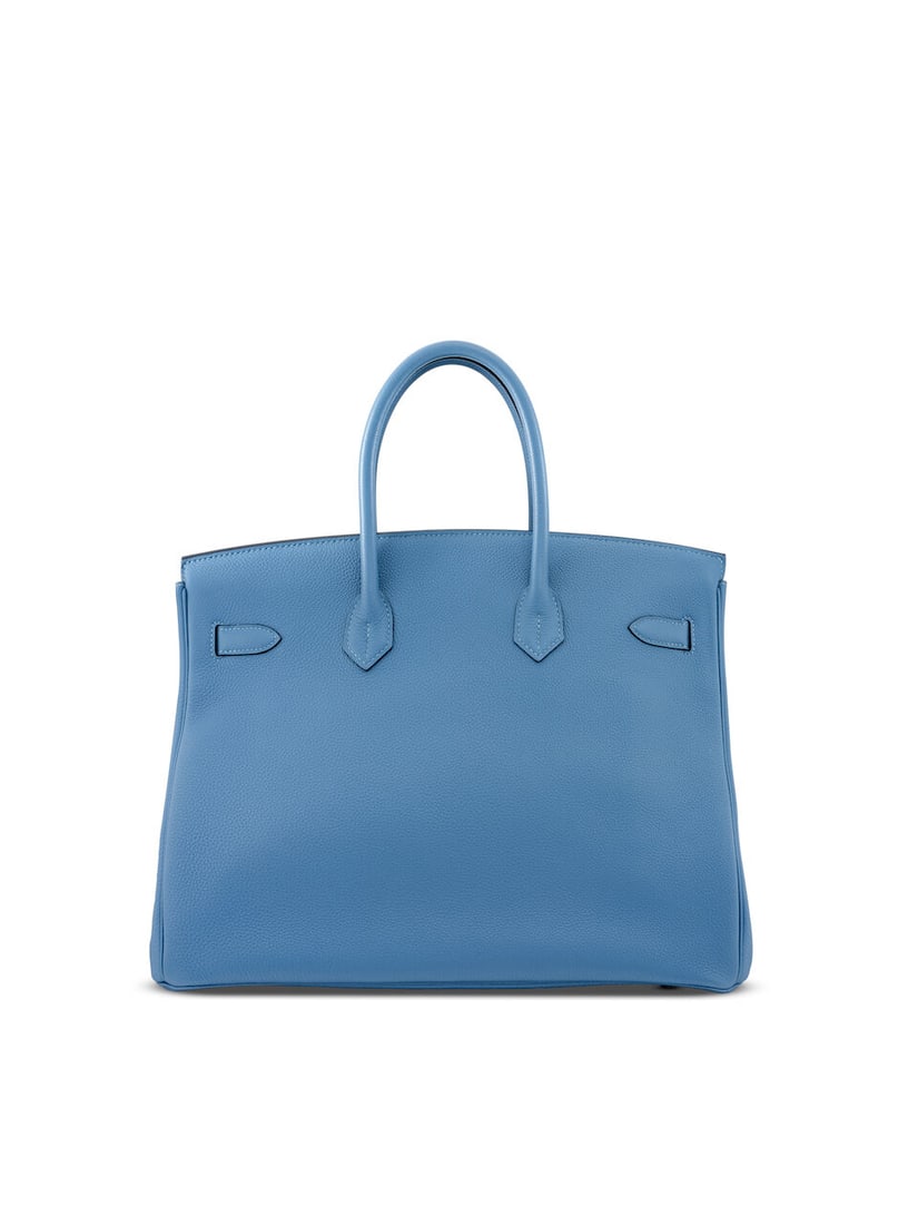 HERMÈS: BLEU AGATE TOGO BIRKIN 35 WITH GOLD HARDWARE 2018 (Includes keys, padlock, clochett... - 3