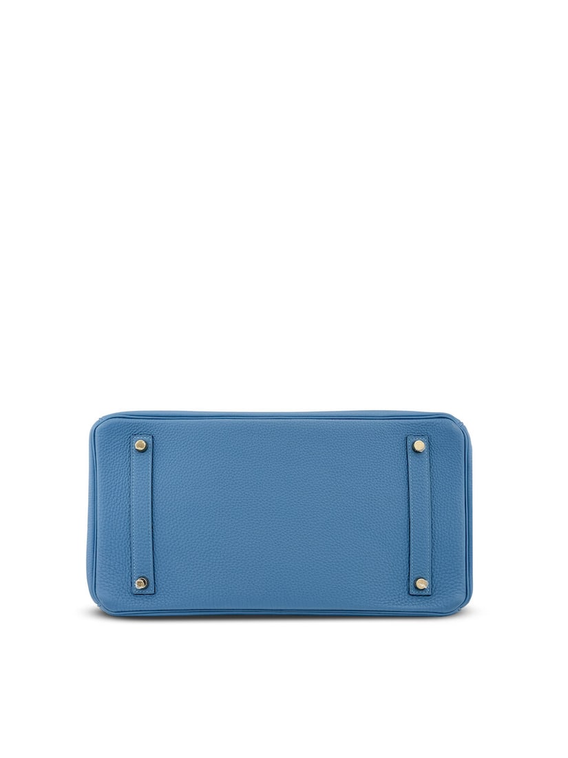 HERMÈS: BLEU AGATE TOGO BIRKIN 35 WITH GOLD HARDWARE 2018 (Includes keys, padlock, clochett... - 4