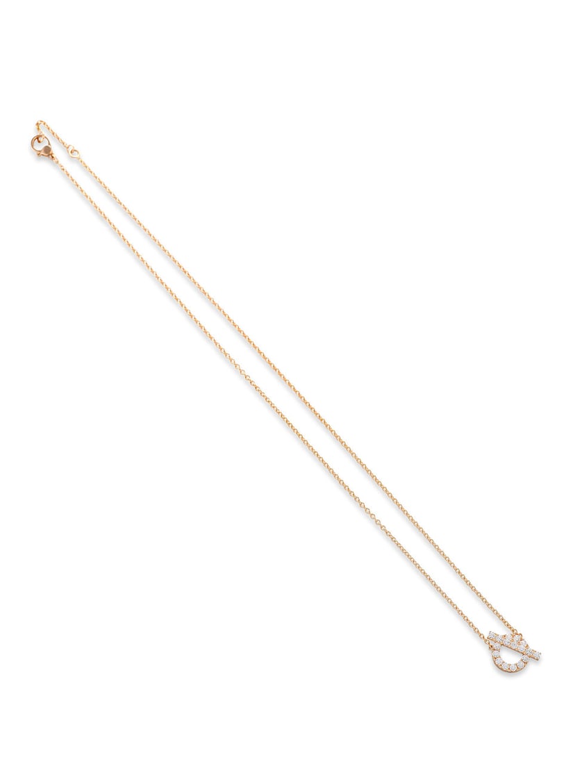 (NO RESERVE) HERMÈS: DIAMOND ROSE GOLD FINESSE PENDANT NECKLACE: (NO RESERVE) HERMÈS: DIAMOND ROSE GOLD FINESSE PENDANT NECKLACE 愛馬仕：鑽石與玫瑰金FINESSE項鍊 Condition: A+ - 17