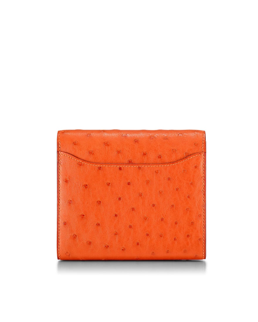 (NO RESERVE) HERMÈS: TANGERINE OSTRICH CONSTANCE COMPACT WALLET WITH GOLD HARDWARE 2017 (In... - 3