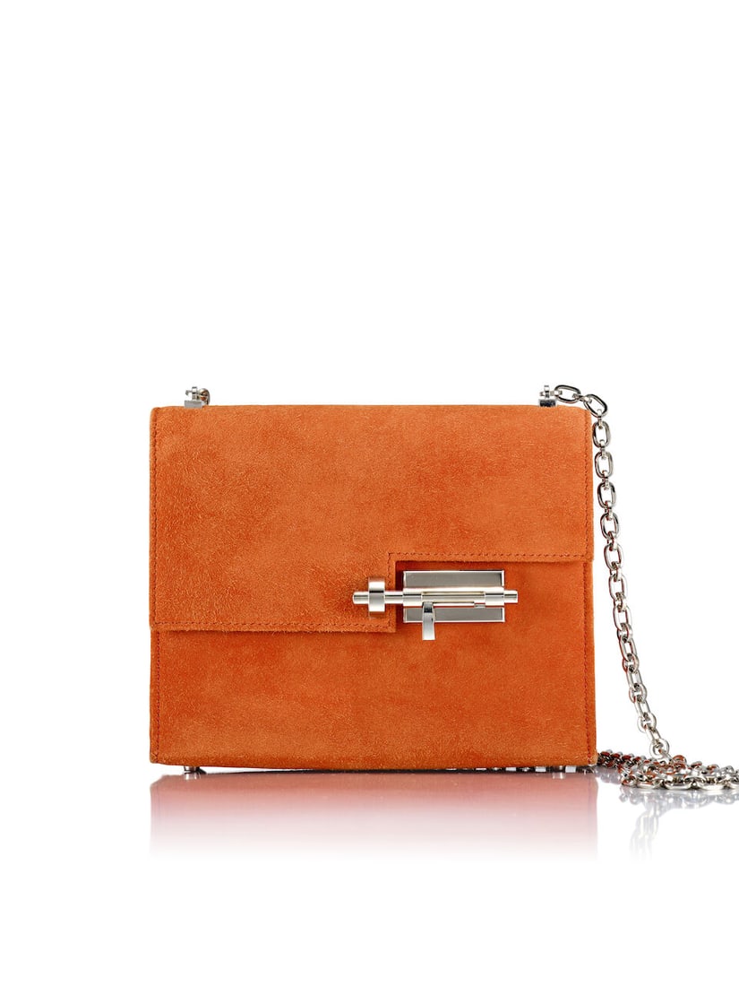 (NO RESERVE) HERMÈS: ORANGE VEAU DOBLIS SUEDE GRIZZLY MINI VERROU WITH PALLADIUM HARDWARE 2...: (NO RESERVE) HERMÈS: ORANGE VEAU DOBLIS SUEDE GRIZZLY MINI VERROU WITH PALLADIUM HARDWARE 2017 愛馬仕：橘色VEAU