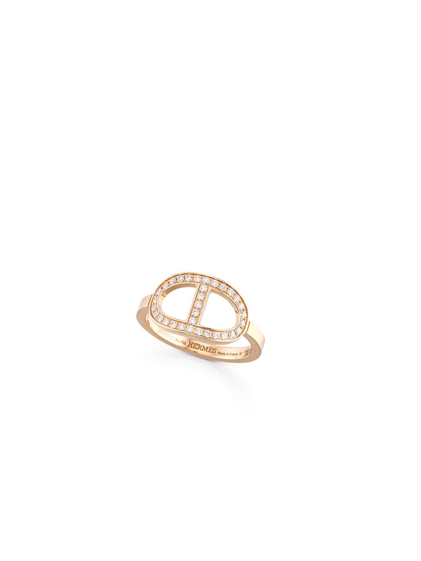 (NO RESERVE) HERMÈS: A SET OF 2 DIAMOND ROSE GOLD CHAINE D'ANCRE CONTOUR RING AND DIAMOND R... - 2