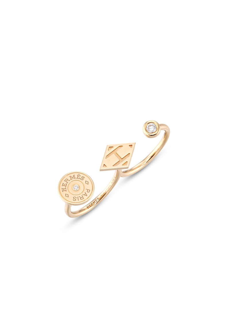 (NO RESERVE) HERMÈS: A SET OF 2 DIAMOND ROSE GOLD CHAINE D'ANCRE CONTOUR RING AND DIAMOND R... - 3