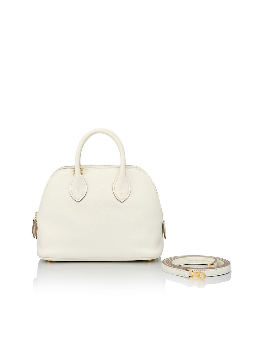 HERMÈS: WHITE AND SESAME EVERCOLOR VERSO MINI BOLIDE 1923 WITH GOLD HARDWARE 2022 (Includes...: HERMÈS: WHITE AND SESAME EVERCOLOR VERSO MINI BOLIDE 1923 WITH GOLD HARDWARE