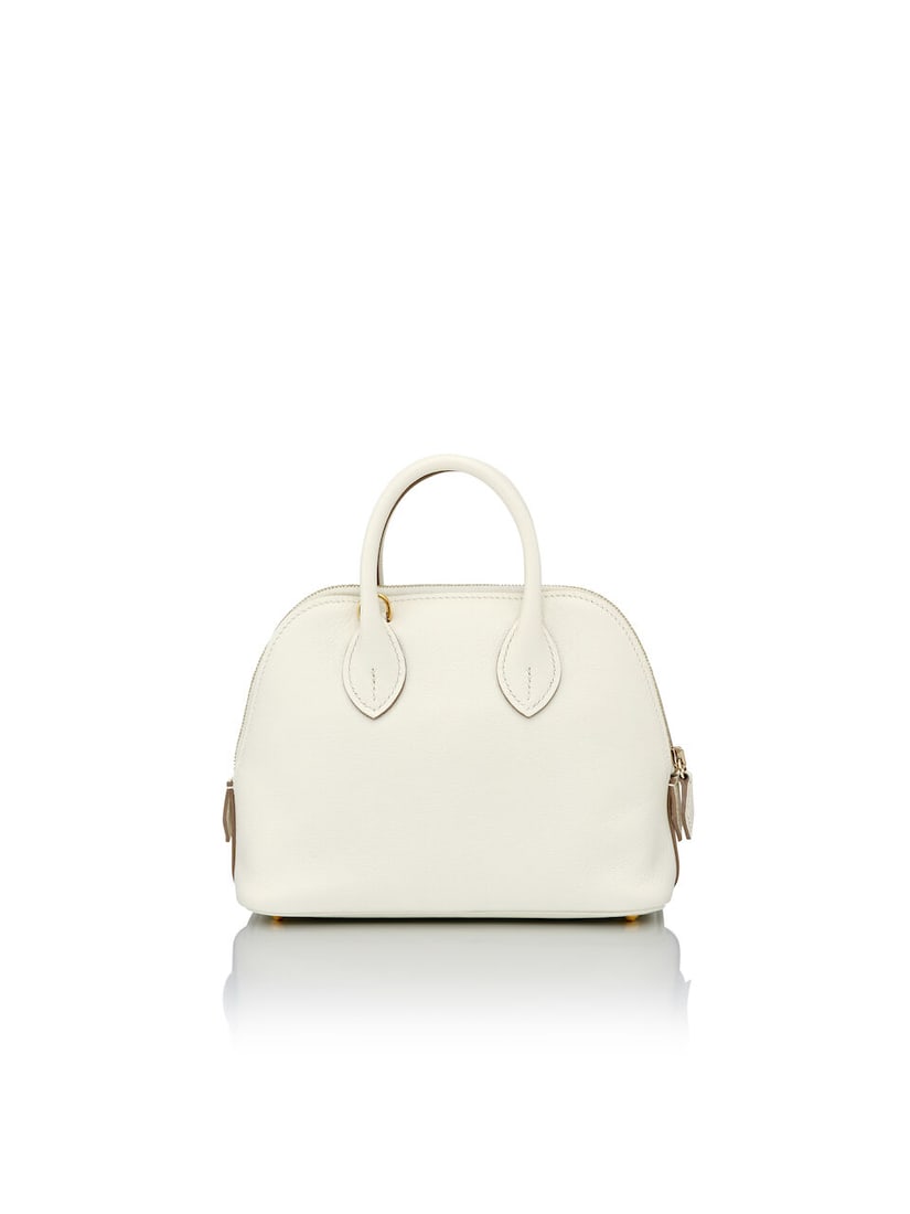 HERMÈS: WHITE AND SESAME EVERCOLOR VERSO MINI BOLIDE 1923 WITH GOLD HARDWARE 2022 (Includes... - 3