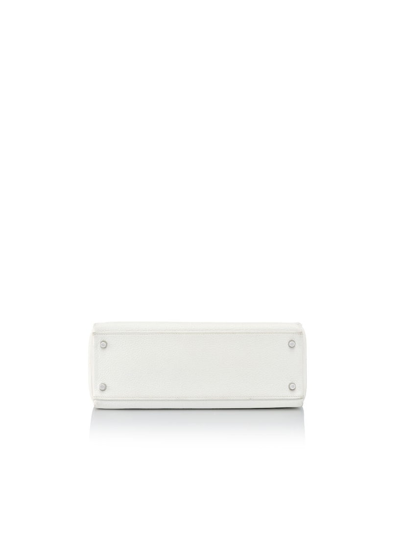 HERMÈS: WHITE CLEMENCE RETOURNE KELLY 32 WITH PALLADIUM HARDWARE 2010 (Includes strap, keys... - 4
