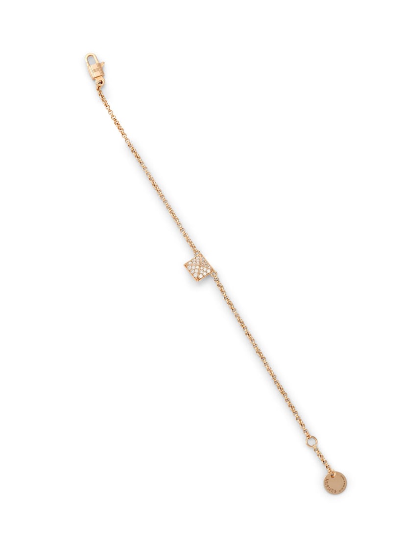 (NO RESERVE) HERMÈS: DIAMOND ROSE GOLD CLOU D'H BRACELET: (NO RESERVE) HERMÈS: DIAMOND ROSE GOLD CLOU D'H BRACELET 愛馬仕：鑽石與玫瑰金CLOU D'H手鏈 Condition: A+ - 24 diamonds |