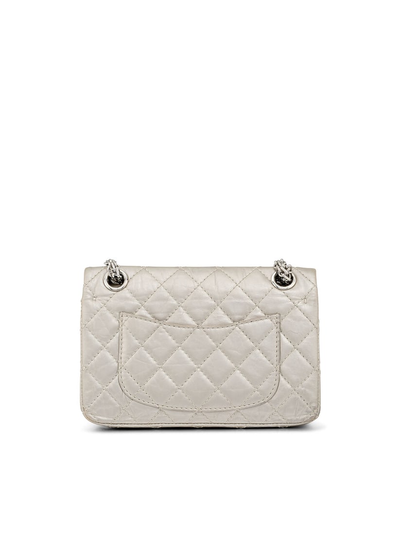 (NO RESERVE) CHANEL: METALLIC SILVER LAMBSKIN SMALL 2.55 REISSUE DOUBLE FLAP WITH SILVER TONED H... - 3