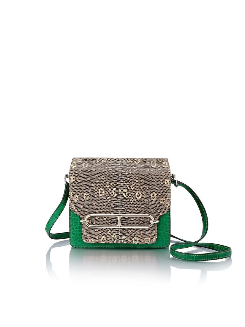 HERMÈS: LIMITED EDITION OMBRE LIZARD AND CACTUS MATTE ALLIGATOR MINI ROULIS 18 WITH PALLADI...: HERMÈS: LIMITED EDITION OMBRE LIZARD AND CACTUS MATTE ALLIGATOR MINI ROULIS 18 WITH PALLADIUM HARDWARE