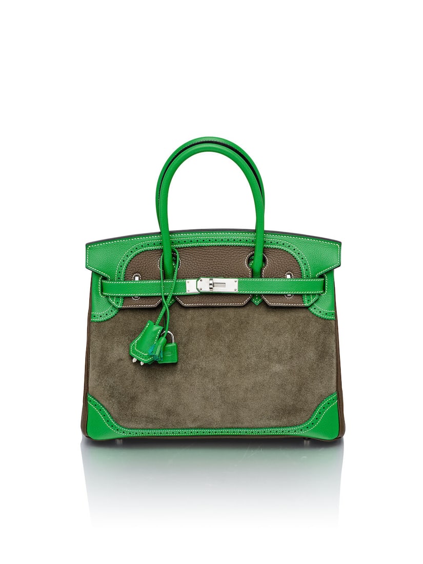 HERMÈS: LIMITED EDITION BAMBOU EVERCOLOR/ETOUPE CLEMENCE/VERT DE GRIS DOBLIS SUEDE GRIZZLY ... (1 of 5)