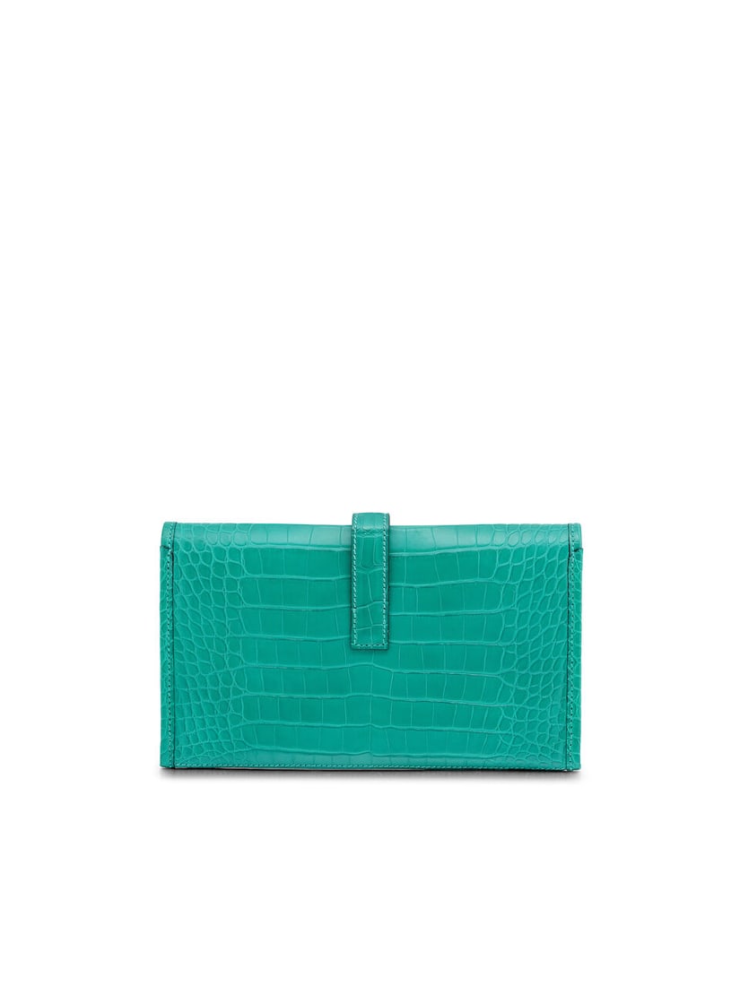 HERMÈS: BLEU PAON MATTE ALLIGATOR JIGE DUO CLUTCH 2018 (Includes detachable zip pouch, dust... - 3