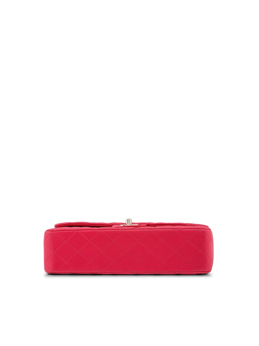 (NO RESERVE) CHANEL: FUCHSIA LAMBSKIN MEDIUM CLASSIC DOUBLE FLAP WITH SILVER TONED HARDWARE (In... - 4