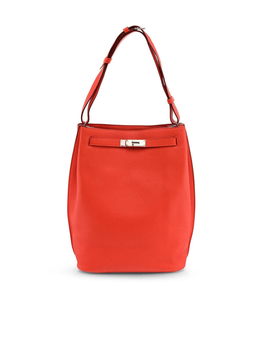 HERMÈS: ROUGE CASAQUE CLEMENCE SO KELLY 26 WITH PALLADIUM HARDWARE 2012 (Includes dust bag): HERMÈS: ROUGE CASAQUE CLEMENCE SO KELLY 26 WITH PALLADIUM HARDWARE 2012 愛馬仕：卡薩克紅CLEMENCE牛皮SO KELLY