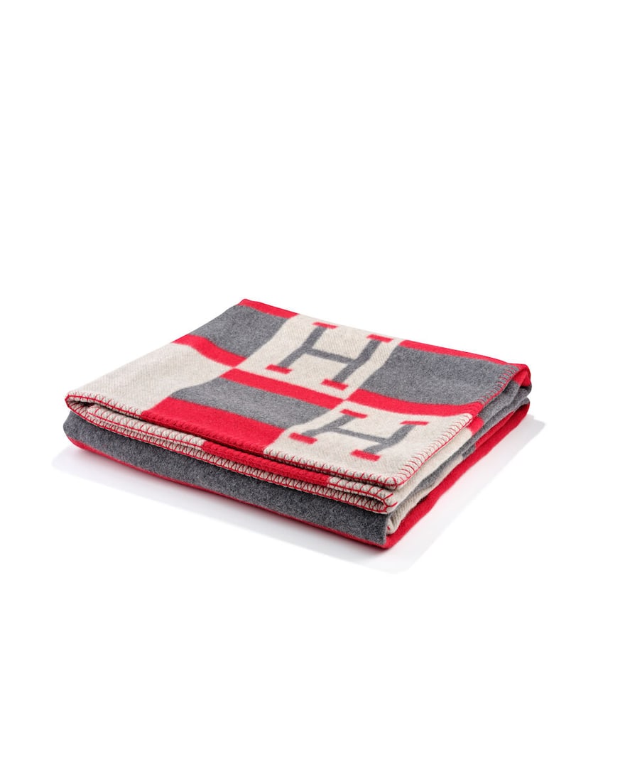 (NO RESERVE) HERMÈS: ROUGE AVALON BAYADERE THROW BLANKET - 2