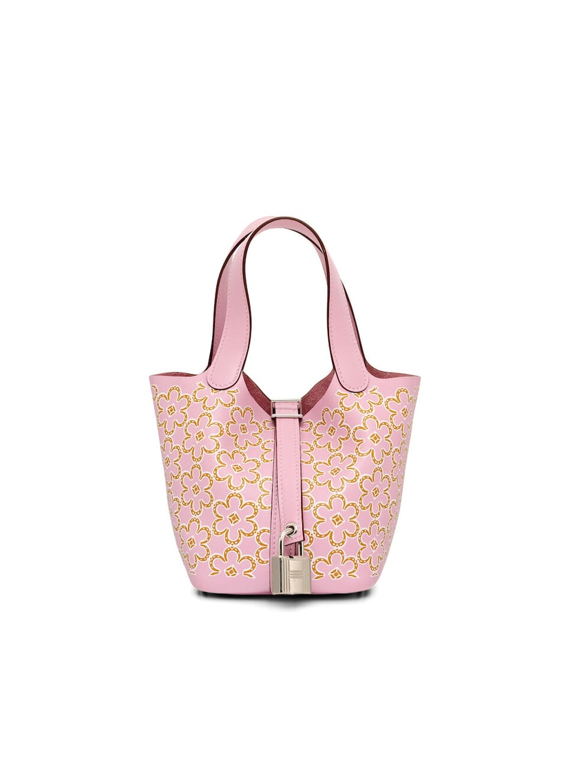 HERMÈS: LIMITED EDITION MAUVE SYLVESTRE SWIFT LUCKY DAISY MICRO PICOTIN 14 WITH PALLADIUM H...: HERMÈS: LIMITED EDITION MAUVE SYLVESTRE SWIFT LUCKY DAISY MICRO PICOTIN 14 WITH PALLADIUM HARDWARE
