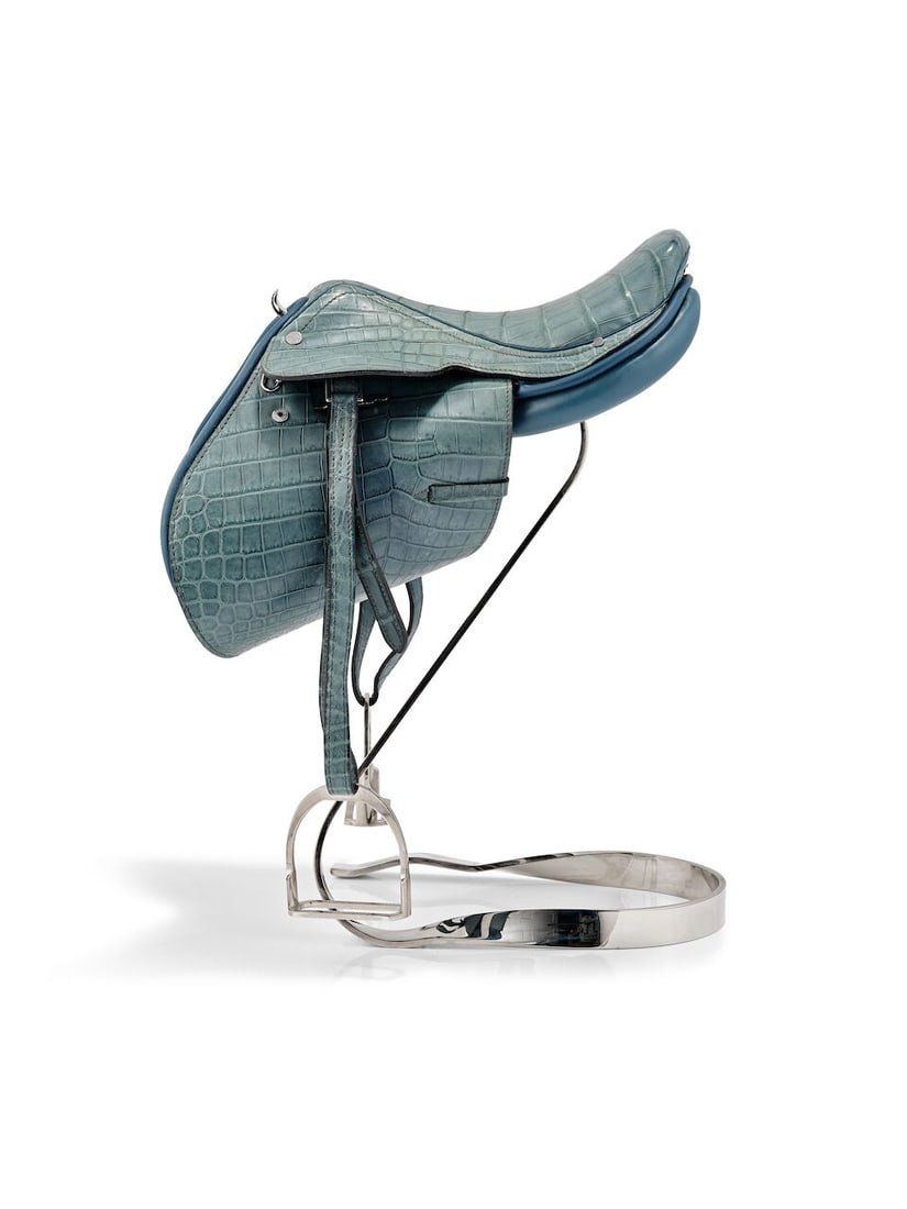 (NO RESERVE) HERMÈS: VERT MATTE NILOTICUS CROCODILE MINI SADDLE STATUE (Includes box) (1 of 6)