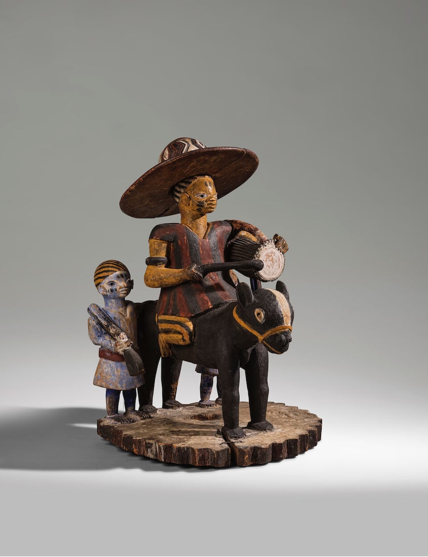 SCULPTURE YOROUBA REPRÉSENTANT UN CAVALIER ET DEUX PERSONNAGES, NIGERIA - 3