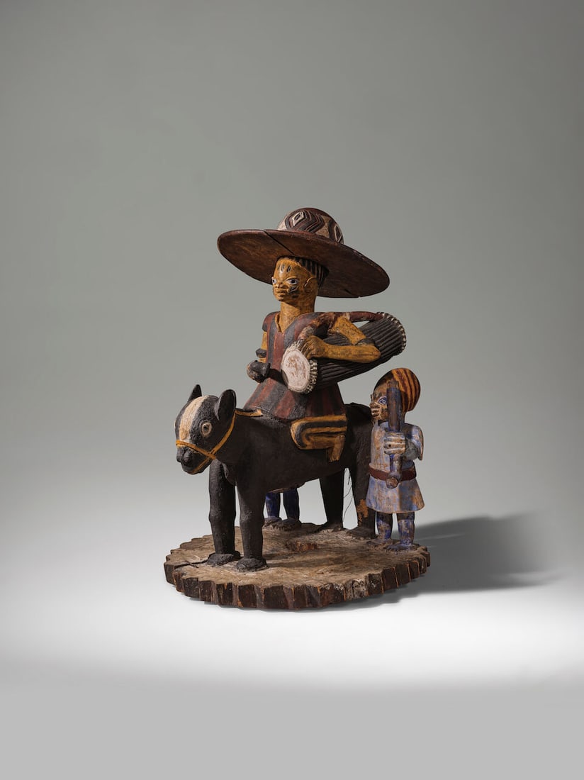 SCULPTURE YOROUBA REPRÉSENTANT UN CAVALIER ET DEUX PERSONNAGES, NIGERIA - 5