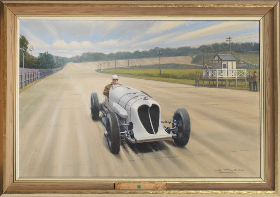 Roy Nockolds (1911-1979), 'John Cobb in the Napier Railton at Brooklands', (1 of 1)