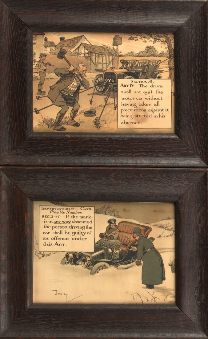 Assorted Edwardian motoring art and prints, ((Qty)) - 7