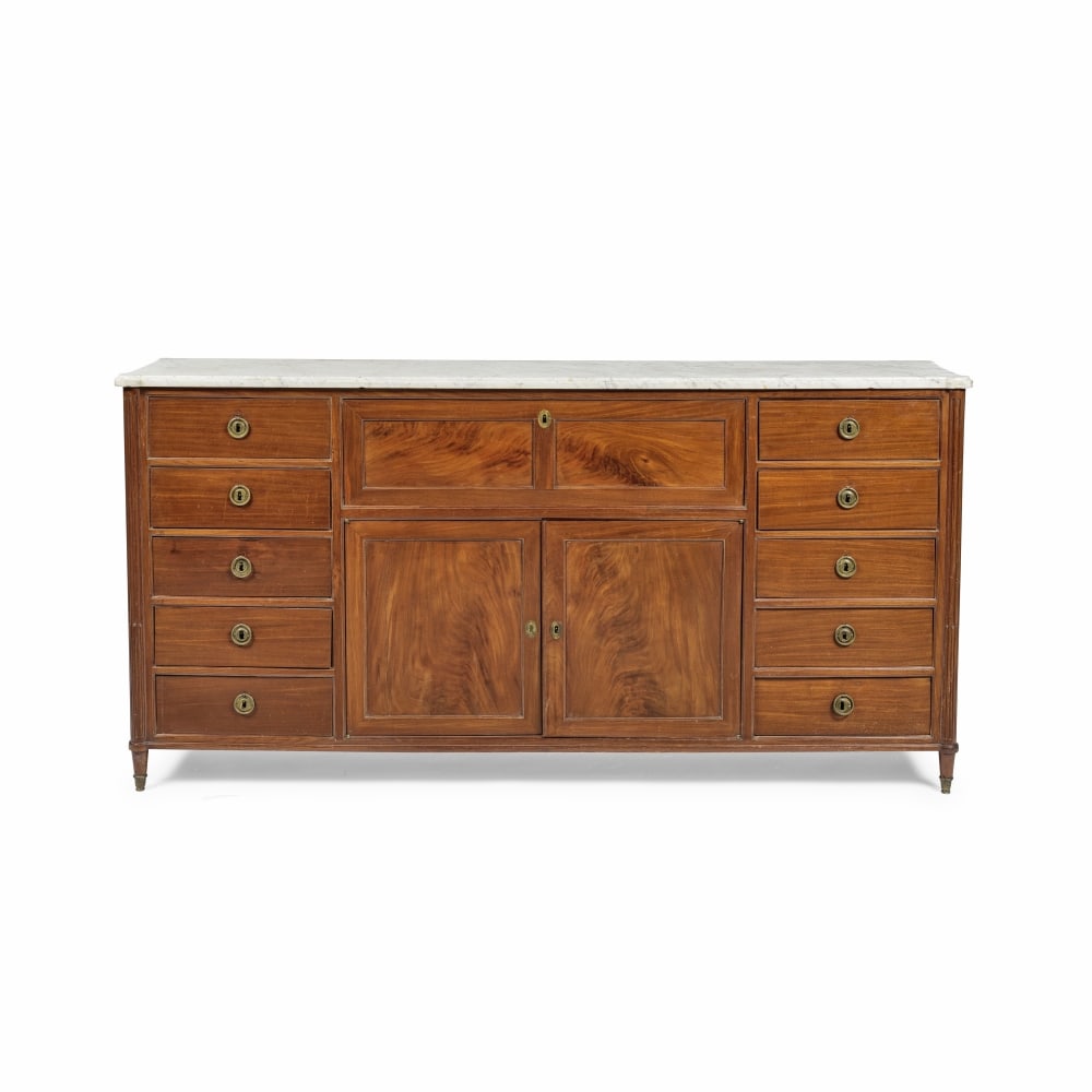 Grand meuble bas faisant secrétaire en acajou et placage d'acajou d'époque Louis XVIA ... (1 of 1)