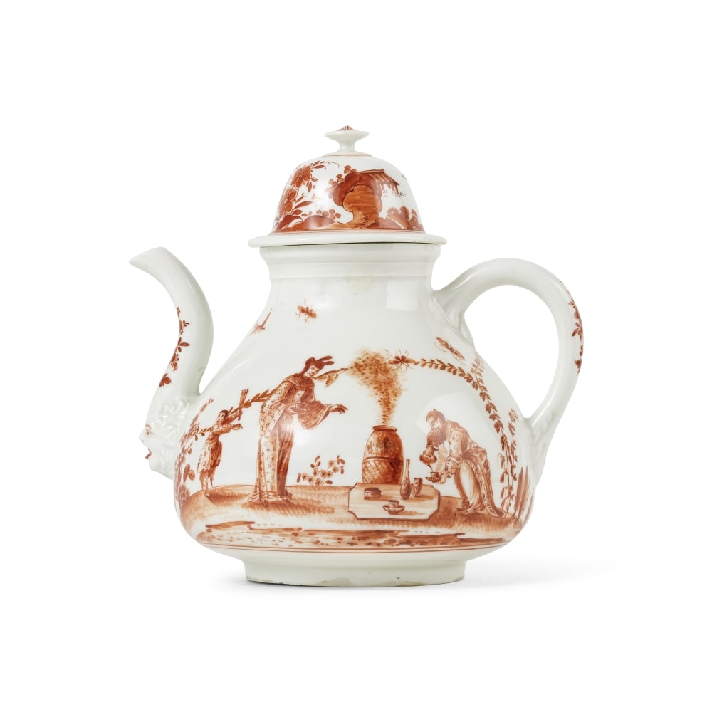 Très rare théière couverte en porcelaine de Meissen KPM décorée en cama... (1 of 1)