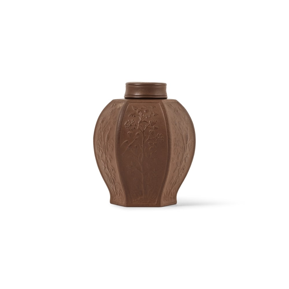 Boîte à thé héxagonale en grès Böttger de Meissen, vers 1710-12 A ... (1 of 1)