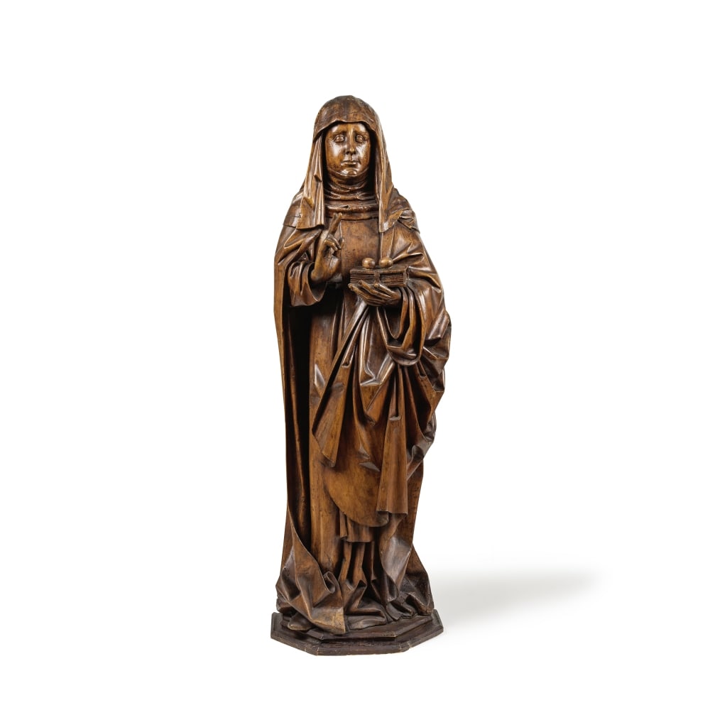 Figure d'applique en tilleul sculpté représentant Sainte OdileNord de la France, vers ... (1 of 1)